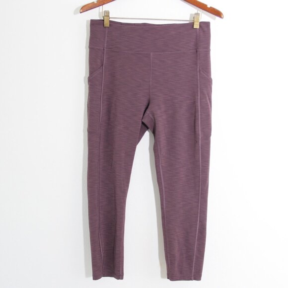 Lululemon Invigorate High-Rise Crop Leggings 23" Heathered Black Currant Purple - Picture 2 of 16